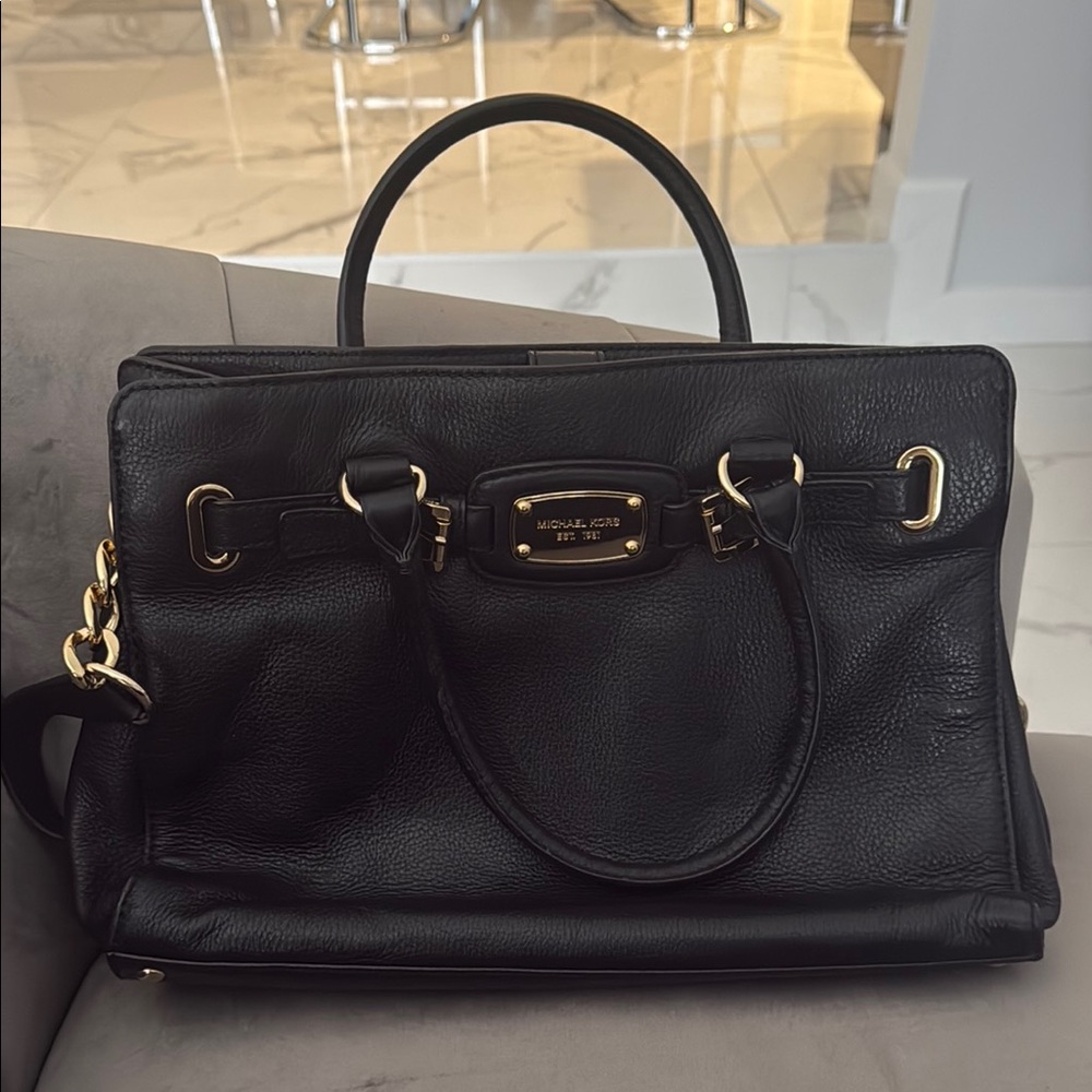 Michael Kors Black Satchel with Gold Accents